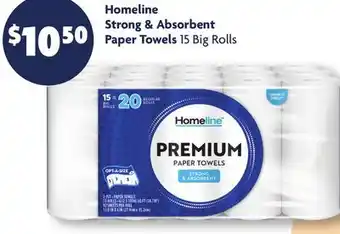 Family Dollar Homeline Strong & Absorbent Paper Towels offer