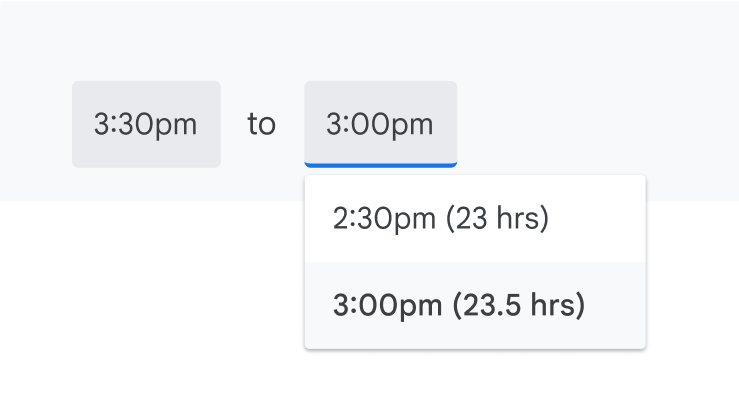 Інтерфейс, у якому показано, як тривалість зустрічі продовжують до 23 годин 30 хвилин