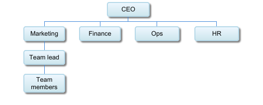Organizational chart showing employee titles