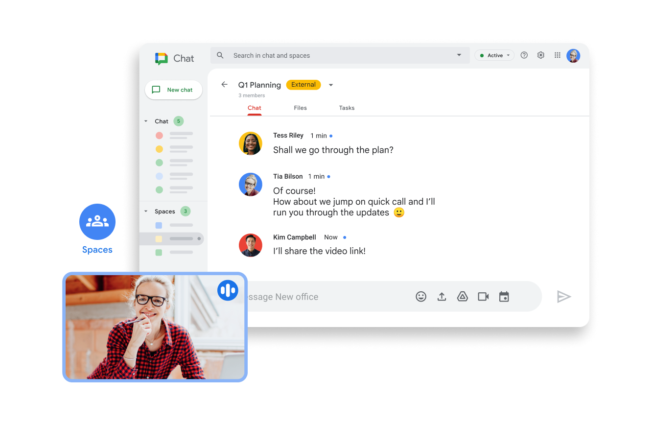 Chat และ Meet ใน Google Workspace เปิดโอกาสให้สื่อสารกันแบบเรียลไทม์เพื่อการทำงานร่วมกัน