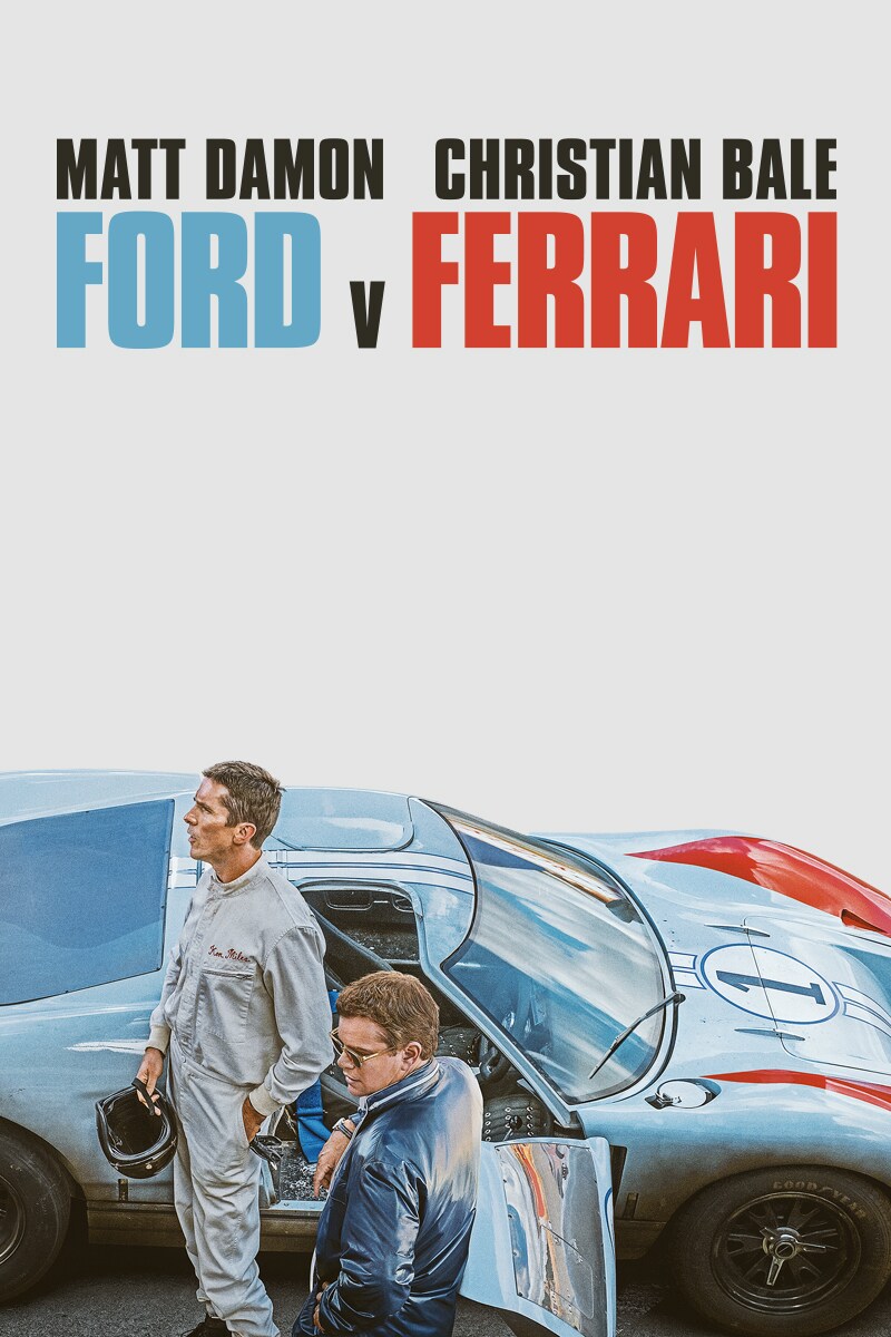 Ford v Ferrari starring Matt Damon and Christian Bale movie poster
