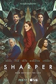 Julianne Moore, John Lithgow, Sebastian Stan, Justice Smith, and Briana Middleton in Sharper (2023)
