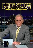 David Letterman, Regis Philbin, Barbara Gaines, Biff Henderson, Alan Kalter, and Paul Shaffer in Late Show with David Letterman (1993)