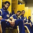 DeVaughn Nixon, Solomon Hughes, Newton Mayenge, Austin Aaron, and Jimel Atkins in Winning Time: The Rise of the Lakers Dynasty (2022)