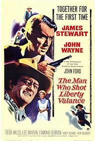 James Stewart, John Wayne, Lee Marvin, Andy Devine, Vera Miles, and Edmond O'Brien in The Man Who Shot Liberty Valance (1962)