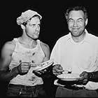 Marlon Brando with Rudy Bond during filming of "A Streetcar Named Desire"