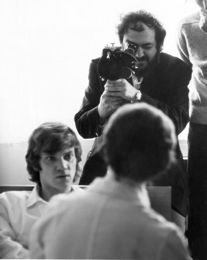 Stanley Kubrick and Malcolm McDowell in A Clockwork Orange (1971)