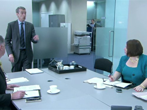 Peter Capaldi, Joanna Scanlan, and James Smith in The Thick of It (2005)