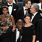 Warren Beatty, Barry Jenkins, Adele Romanski, Nicholas Britell, and Janelle Monáe at an event for The Oscars (2017)