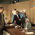 Will Ferrell, Steve Carell, David Koechner, Adam McKay, and Paul Rudd in Anchorman: The Legend of Ron Burgundy (2004)