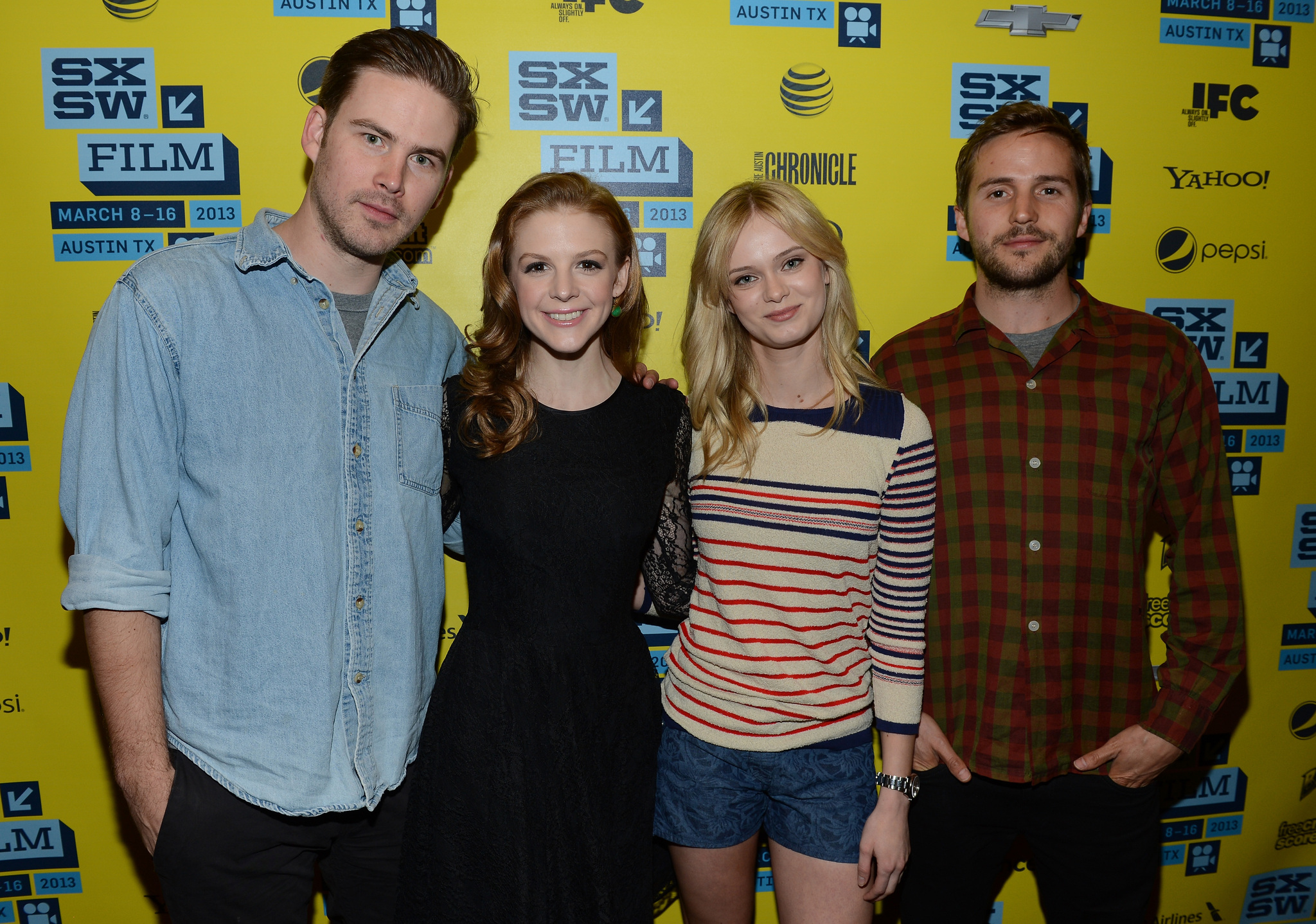 Ashley Bell, Sara Paxton, Zach Cregger, and Michael Stahl-David at an event for Love & Air Sex (2013)