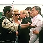 Eddie Murphy, Jürgen Prochnow, Judge Reinhold, Paul Guilfoyle, Hugh Hefner, and Carrie Leigh in Beverly Hills Cop II (1987)
