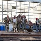 Dolph Lundgren, Sylvester Stallone, Wesley Snipes, Jason Statham, Terry Crews, and Randy Couture in The Expendables 3 (2014)