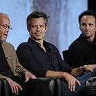 Elmore Leonard, Walton Goggins, and Timothy Olyphant at an event for Justified (2010)