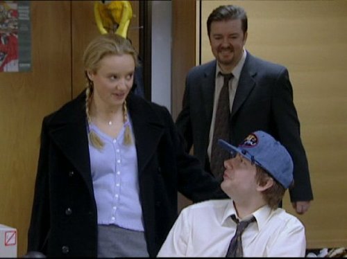 Lucy Davis, Martin Freeman, and Ricky Gervais in The Office (2001)