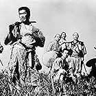 Toshirô Mifune, Minoru Chiaki, Yoshio Inaba, Daisuke Katô, Isao Kimura, Seiji Miyaguchi, and Takashi Shimura in Seven Samurai (1954)