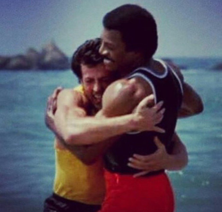 Sylvester Stallone and Carl Weathers in Rocky III (1982)