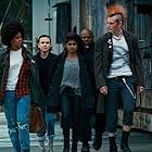 James Landry Hébert, Kai Greene, Gabrielle Maiden, Anna Jacoby-Heron, Millie Bobby Brown, and Linnea Berthelsen in Stranger Things (2016)