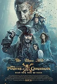 Johnny Depp, Javier Bardem, Geoffrey Rush, Kaya Scodelario, Brenton Thwaites, Pablo, and Chiquita in Pirates of the Caribbean: Dead Men Tell No Tales (2017)