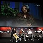 Mark Duplass, Chapman Way, Ma Anand Sheela, and Maclain Way at an event for Wild Wild Country (2018)