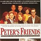 Kenneth Branagh, Stephen Fry, Emma Thompson, Imelda Staunton, Alphonsia Emmanuel, Hugh Laurie, Rita Rudner, and Tony Slattery in Peter's Friends (1992)