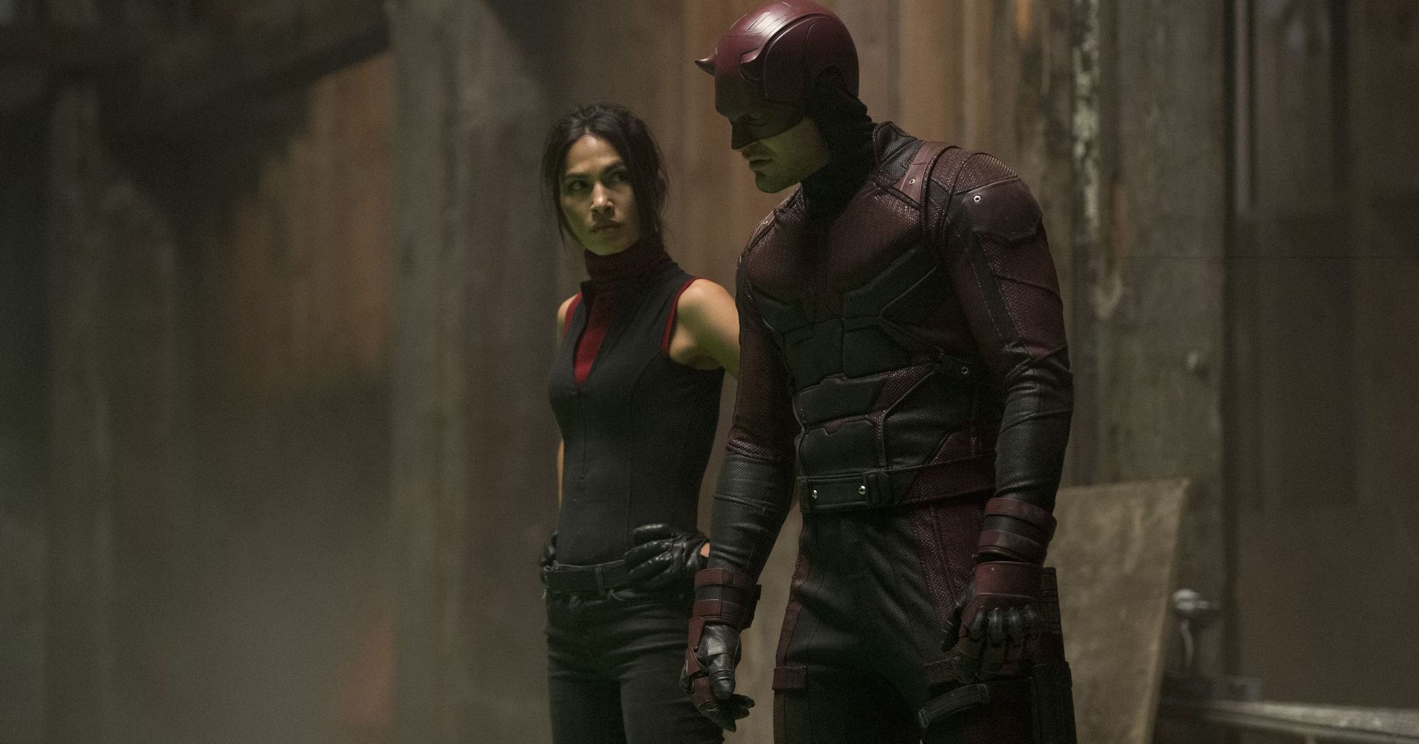 Charlie Cox and Elodie Yung in Daredevil (2015)