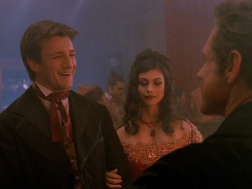 Nathan Fillion, Fredric Lehne, and Morena Baccarin in Firefly (2002)
