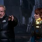 Ridley Scott and Noomi Rapace in Prometheus (2012)