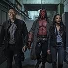 Daniel Dae Kim, David Harbour, and Sasha Lane in Hellboy (2019)