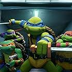 Brady Noon, Nicolas Cantu, Shamon Brown Jr., and Micah Abbey in Teenage Mutant Ninja Turtles: Mutant Mayhem (2023)