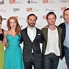 Ciarán Hinds, Ned Benson, James McAvoy, Jess Weixler, and Jessica Chastain at an event for The Disappearance of Eleanor Rigby: Him (2013)
