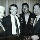 Brigitte Nielsen, Jerry Bruckheimer, Eddie Murphy and Don Simpson.  ("Beverly Hills Cop II")