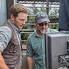 Chris Pratt and Colin Trevorrow in Jurassic World (2015)