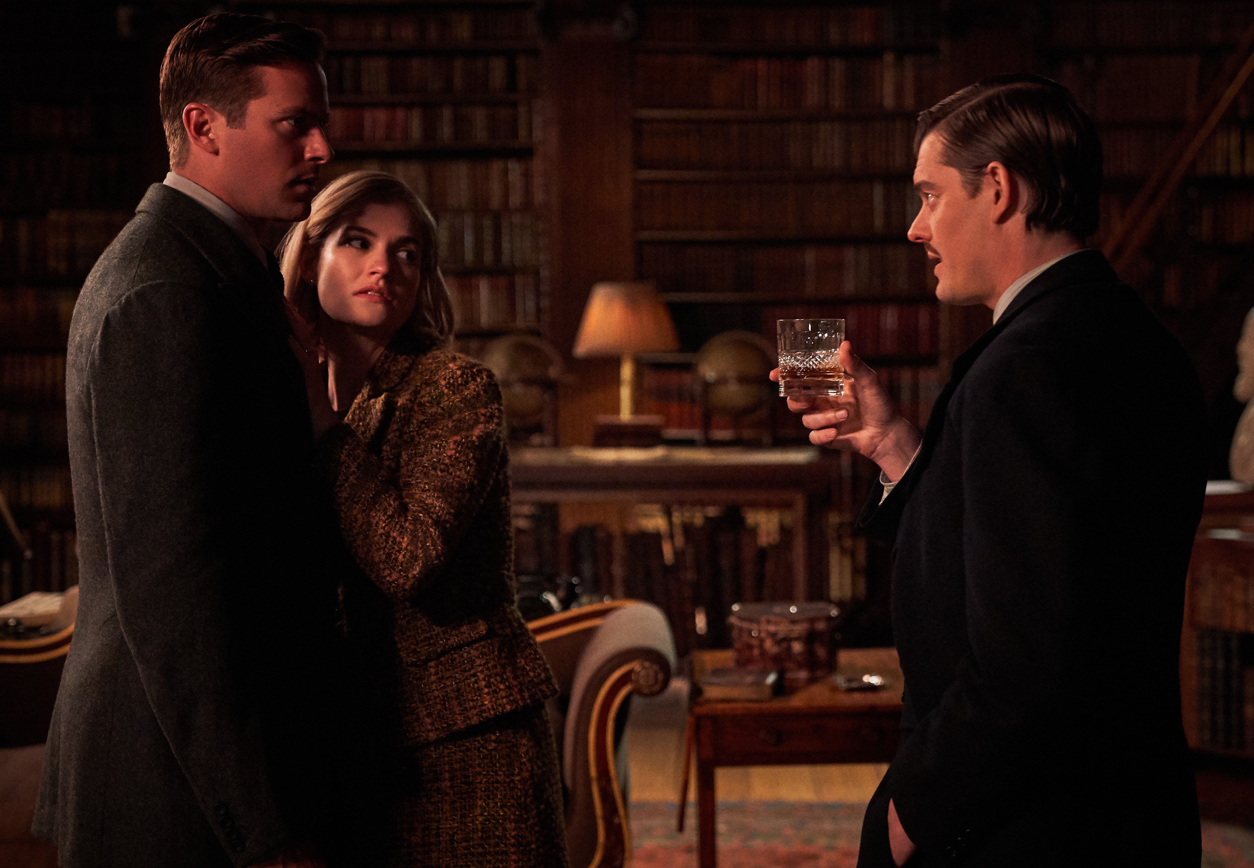 Sam Riley, Armie Hammer, and Lily James in Rebecca (2020)