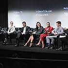James Marsden, Thandiwe Newton, Jonathan Nolan, Christopher Orr, Evan Rachel Wood, Jeffrey Wright, and Lisa Joy at an event for Westworld (2016)