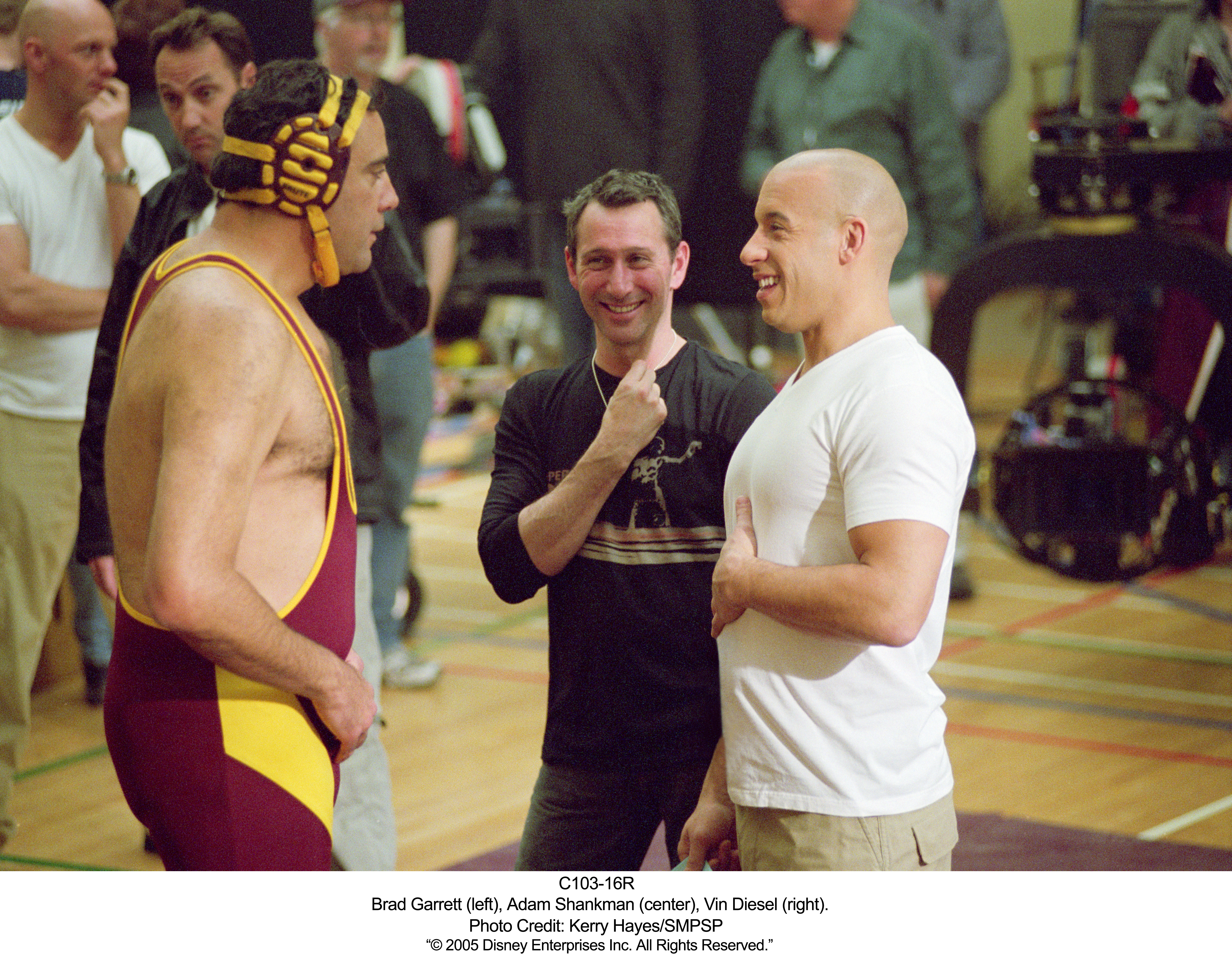 Vin Diesel, Brad Garrett, and Adam Shankman in The Pacifier (2005)