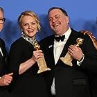 Elisabeth Moss, Warren Littlefield, Bruce Miller, and Samira Wiley at an event for 75th Golden Globe Awards (2018)