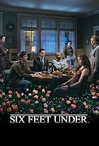 Lauren Ambrose, Freddy Rodríguez, Frances Conroy, Rachel Griffiths, Michael C. Hall, Peter Krause, and Mathew St. Patrick in Six Feet Under (2001)