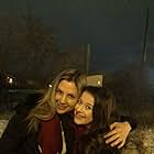 Addison Holley and Mira Sorvino on the set of "The Red Maple Leaf".
