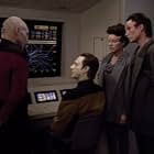 Brent Spiner, Patrick Stewart, Michael Corbett, and Margaret Reed in Star Trek: The Next Generation (1987)