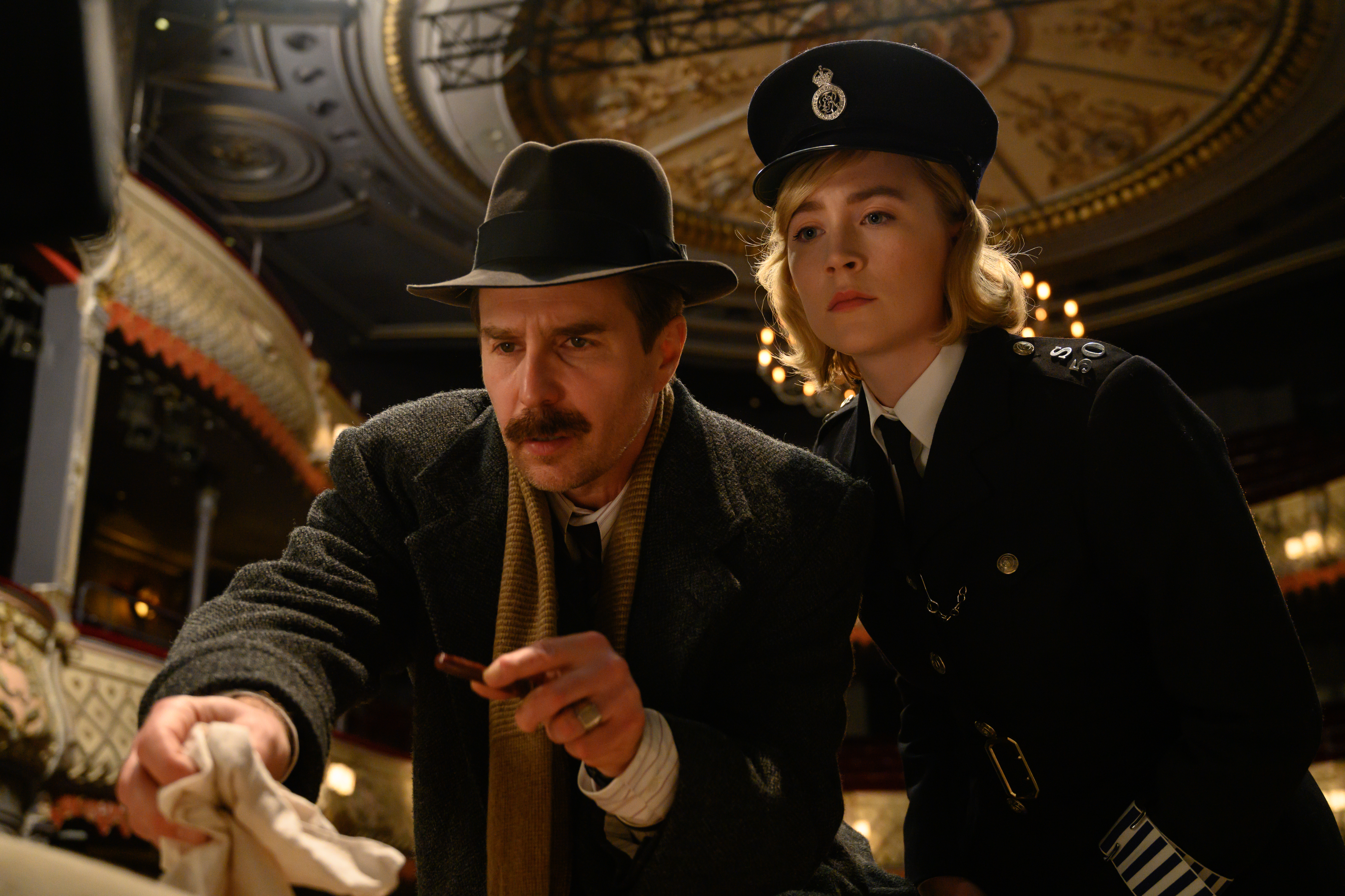 Sam Rockwell and Saoirse Ronan in See How They Run (2022)