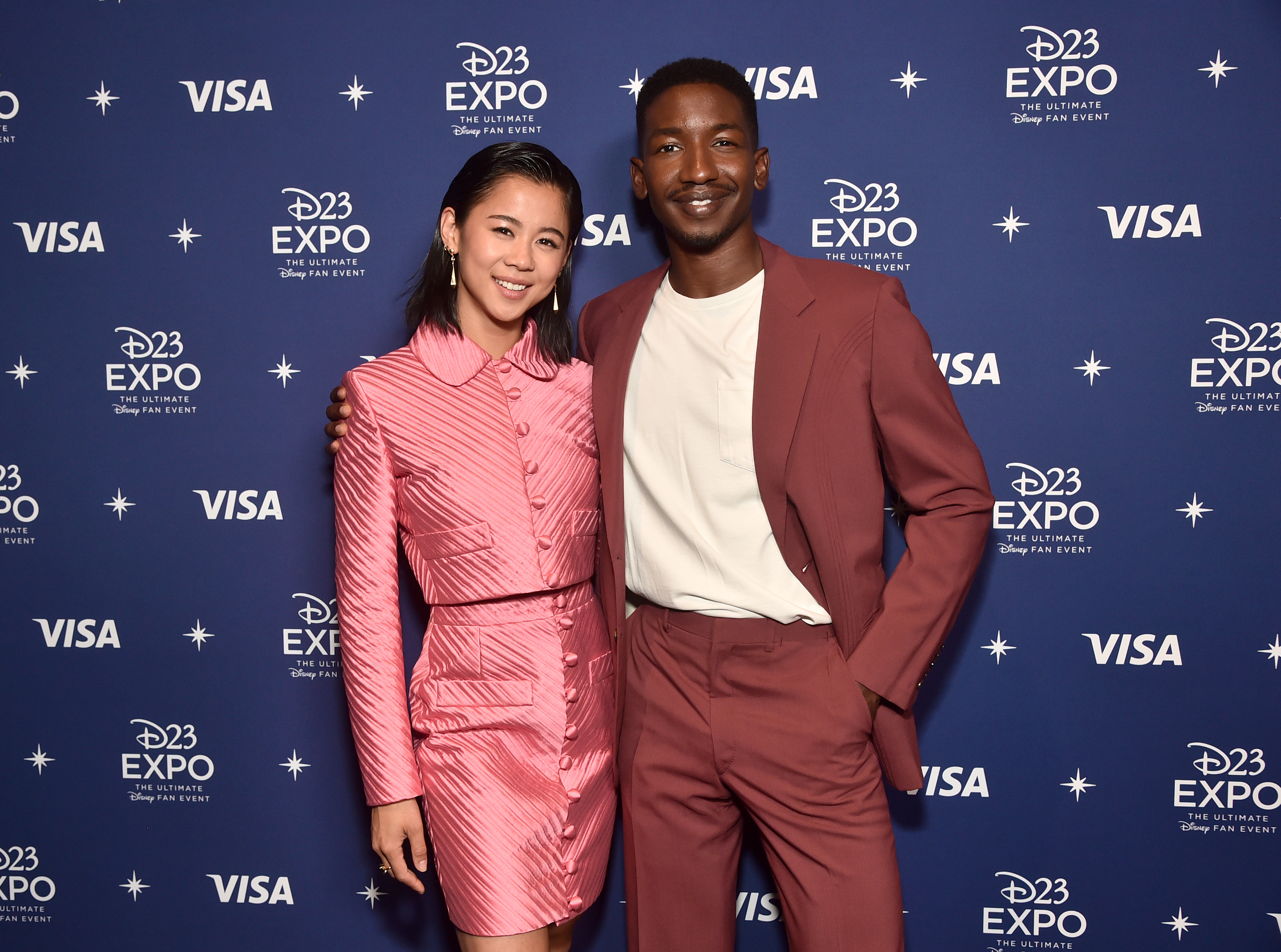 Leah Lewis and Mamoudou Athie at an event for Elemental (2023)