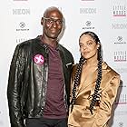 Lance Reddick and Tessa Thompson at an event for Little Woods (2018)