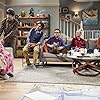Mayim Bialik, Kaley Cuoco, Johnny Galecki, Simon Helberg, Melissa Rauch, and Kunal Nayyar in The Big Bang Theory (2007)