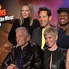 Michael Douglas, Michelle Pfeiffer, Peyton Reed, Paul Rudd, Kathryn Newton, Evangeline Lilly, and Jonathan Majors in Burning Questions With 'Ant-Man and the Wasp: Quantumania' (2023)