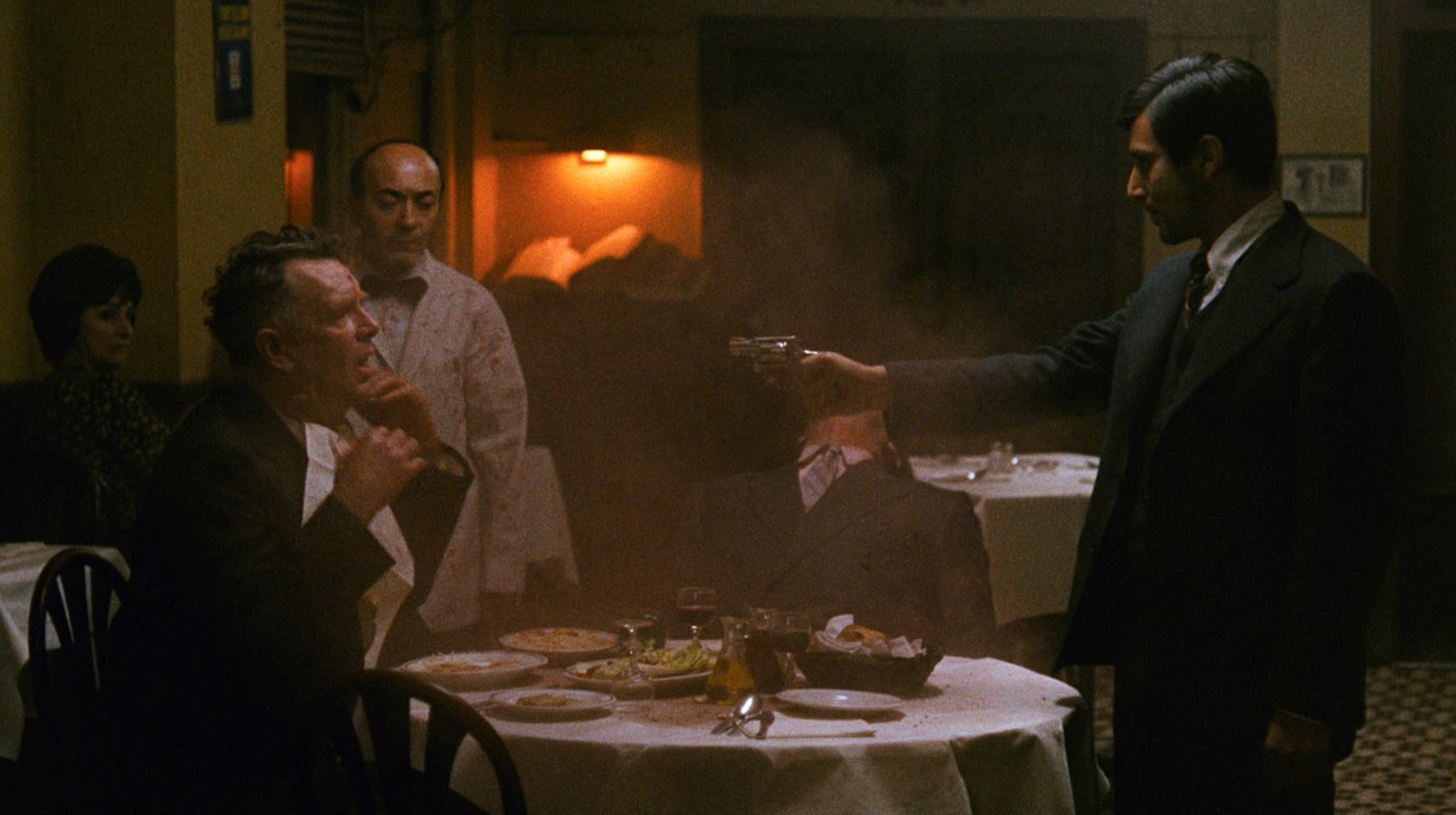 Al Pacino, Sterling Hayden, and Al Lettieri in The Godfather (1972)