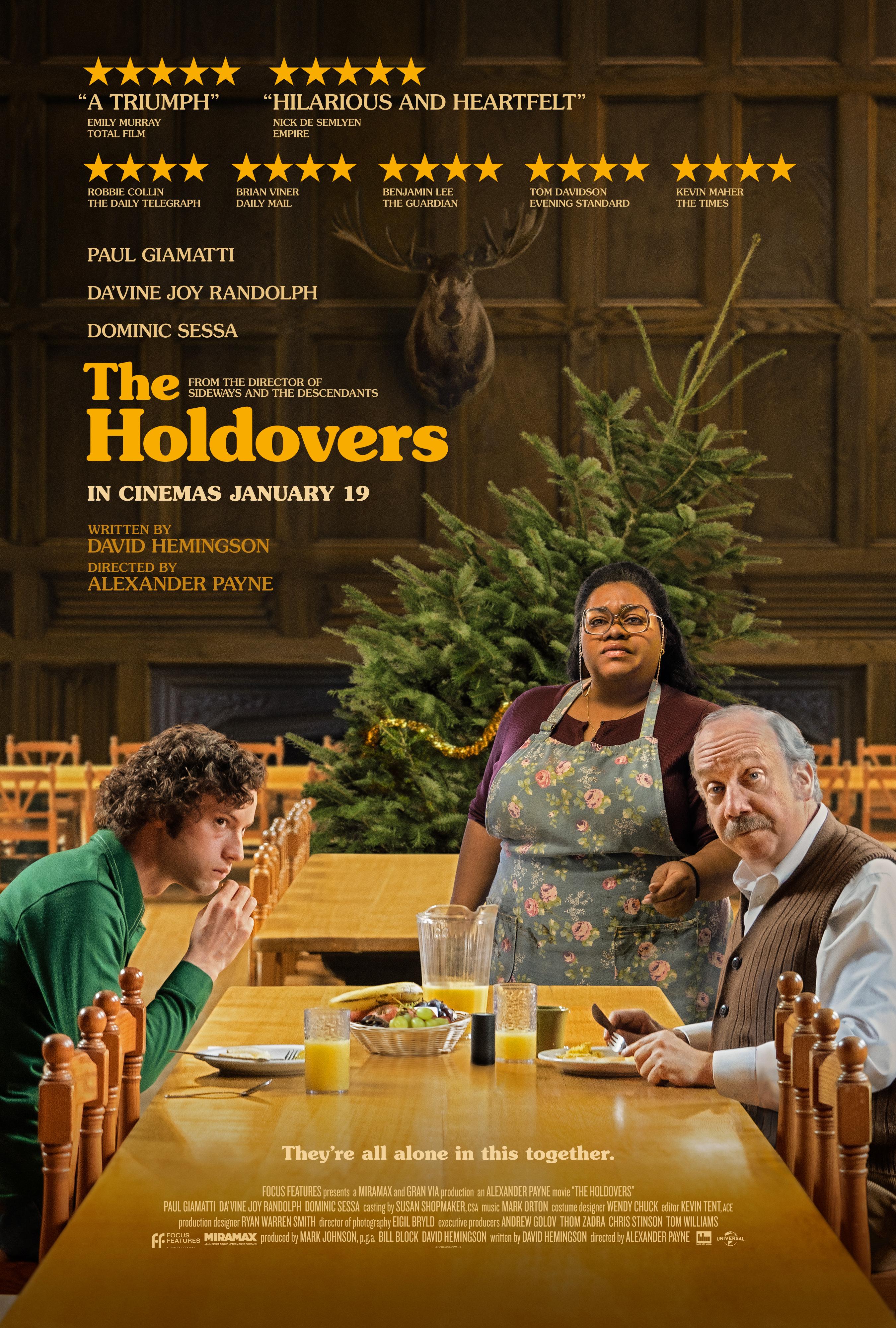 Paul Giamatti, Dominic Sessa, and Da'Vine Joy Randolph in The Holdovers (2023)