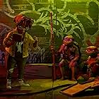 Brady Noon, Nicolas Cantu, Shamon Brown Jr., Ayo Edebiri, and Micah Abbey in Teenage Mutant Ninja Turtles: Mutant Mayhem (2023)