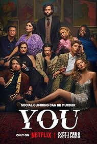 Penn Badgley, Aidan Cheng, Ozioma Whenu, Ed Speleers, Charlotte Ritchie, Dario Coates, Lukas Gage, Eve Austin, Tilly Keeper, and Niccy Lin in You (2018)