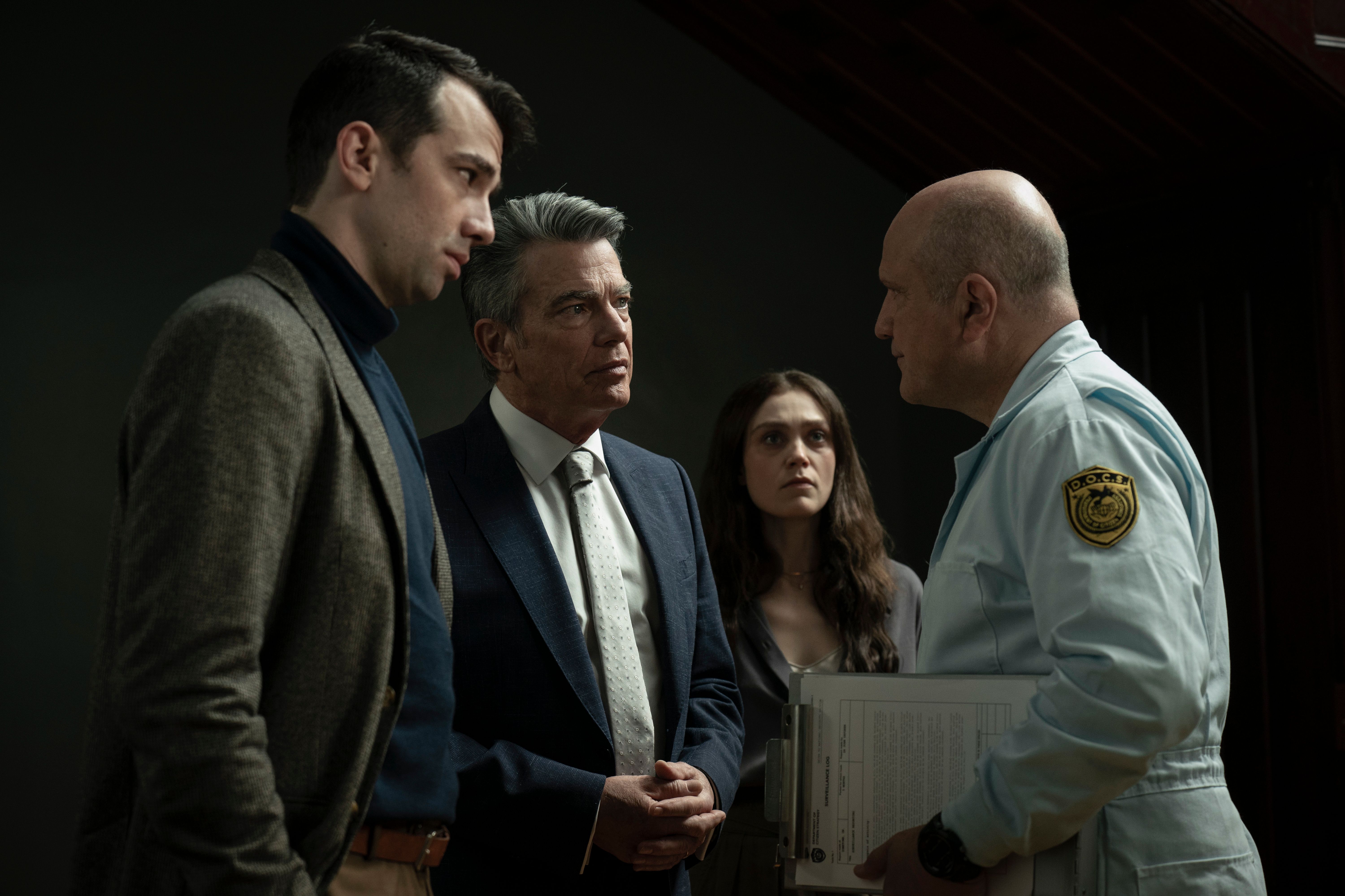 Peter Gallagher, Jay Baruchel, Enrico Colantoni, and Alanna Bale in Humane (2024)